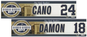 2009 Robinson Cano and Johnny Damon Game Used NY Yankees Locker Room Nameplates Lot of (2) -(MLB Auth)